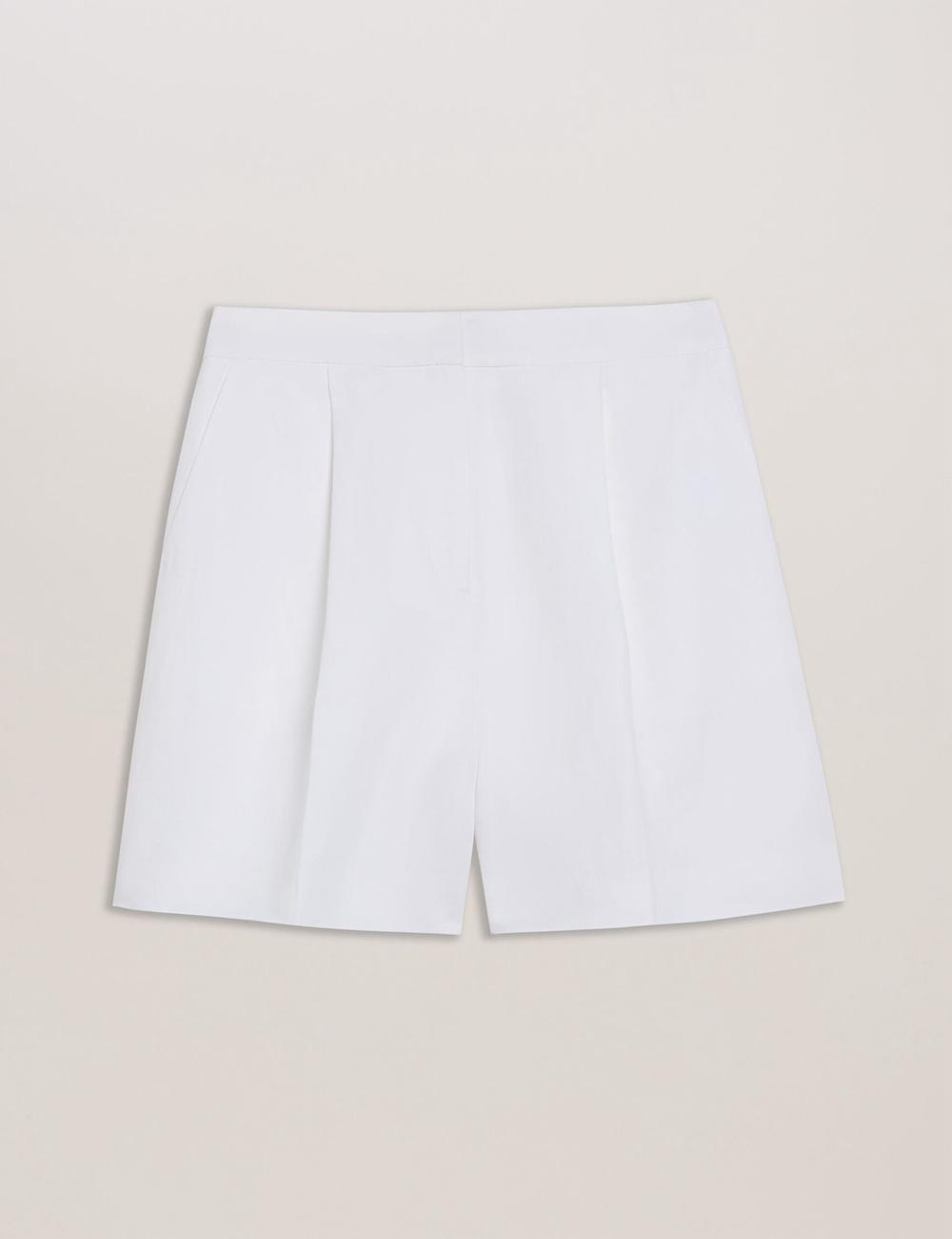 White Ted Baker MUSUBSH - High Waisted Pleated Tailored Women Shorts | Ireland  8372-WEXVY