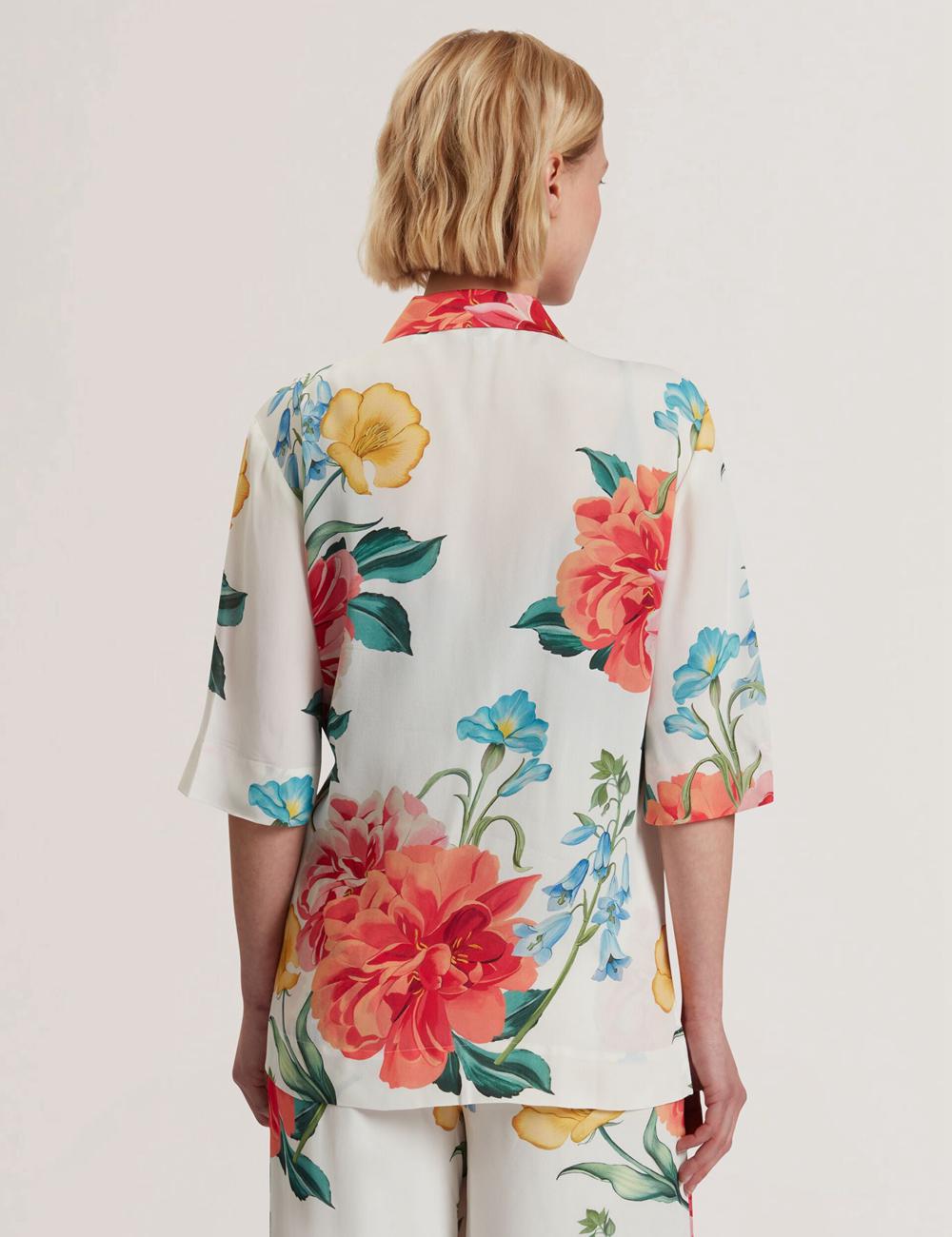 White Ted Baker NYMPHA - Floral Short Sleeve Oversized Women Blazers | Ireland  9165-UNGFZ