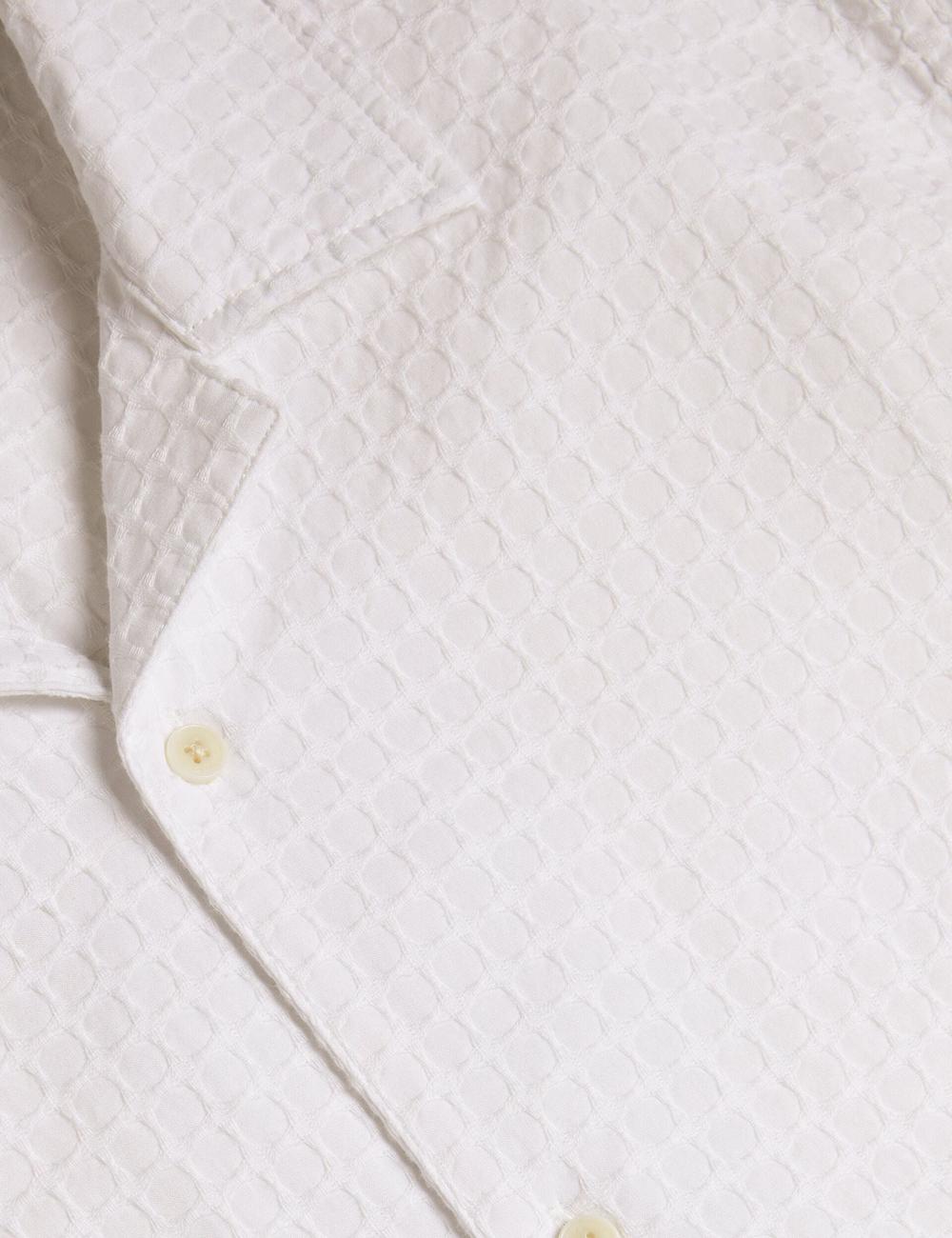 White Ted Baker OISE - Textured Grid Cotton Short Sleeve Men Casual Shirts | Ireland  4358-ZWCDA