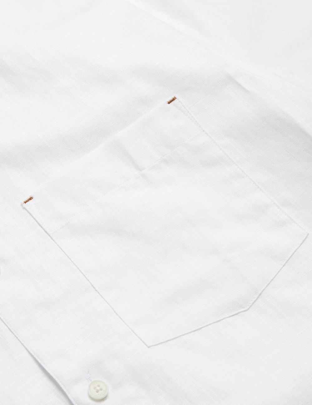 White Ted Baker PALOMAS - Short Sleeve Textured Linen Cotton Men Casual Shirts | Ireland  6758-APRED