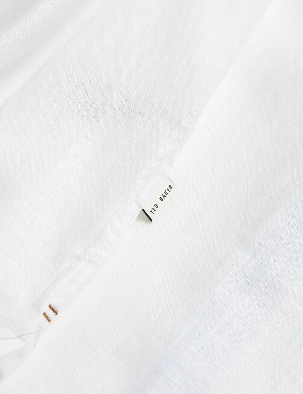 White Ted Baker PALOMAS - Short Sleeve Textured Linen Cotton Men Casual Shirts | Ireland  6758-APRED
