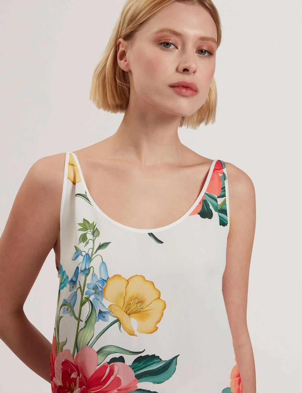 White Ted Baker PURRLA - Floral Print Scoop Neck Sleeveless Women Tops | Ireland  9752-AKESY
