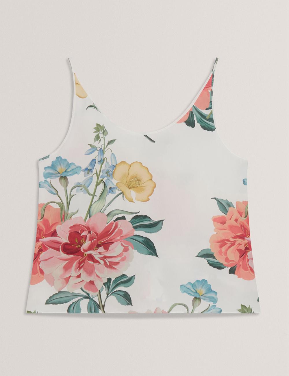 White Ted Baker PURRLA - Floral Print Scoop Neck Sleeveless Women Tops | Ireland  9752-AKESY