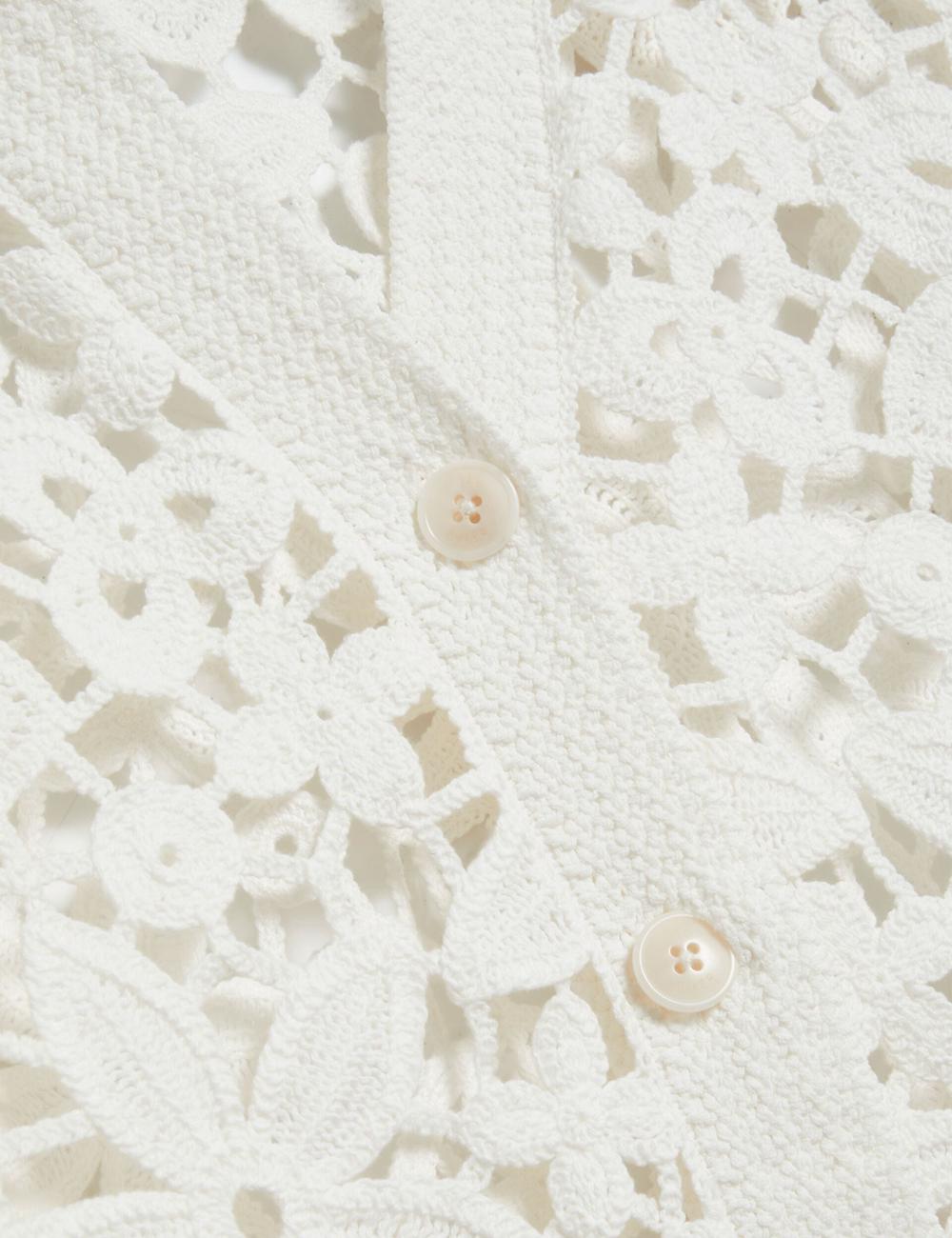 White Ted Baker TARLI - Crochet Open Knit Longline Women Cardigans | Ireland  3104-CHWFG