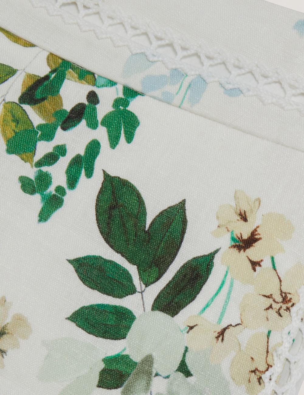 White Ted Baker VYLLA - Floral High Waist Linen With Trim Detail Women Shorts | Ireland  1729-QYFWZ