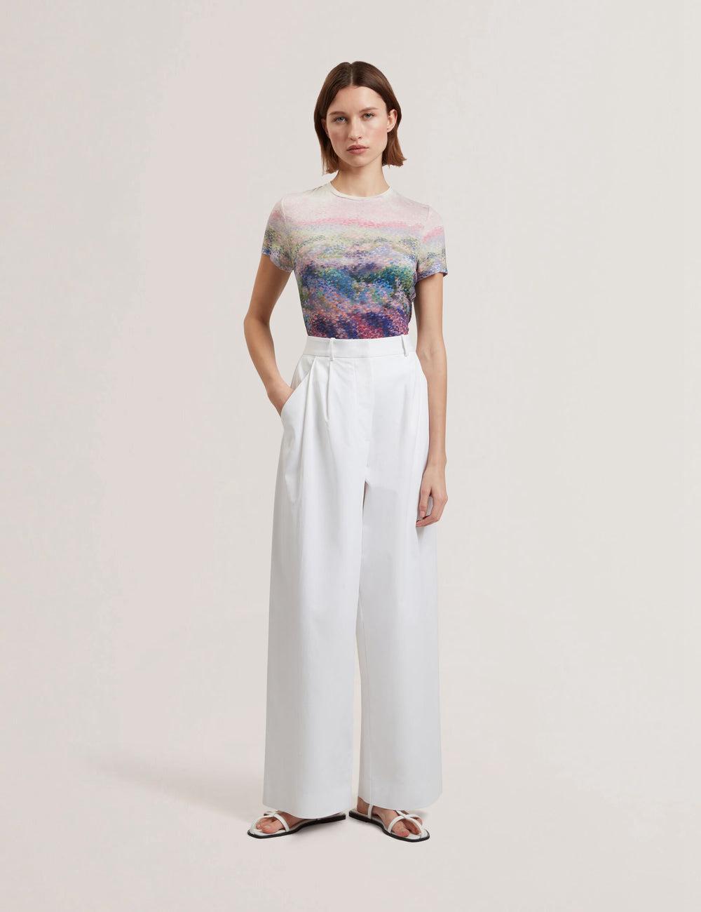 White Ted Baker ZOZIA - Pleated High Waist Wide Leg Women Trousers | Ireland  8260-HYSVW
