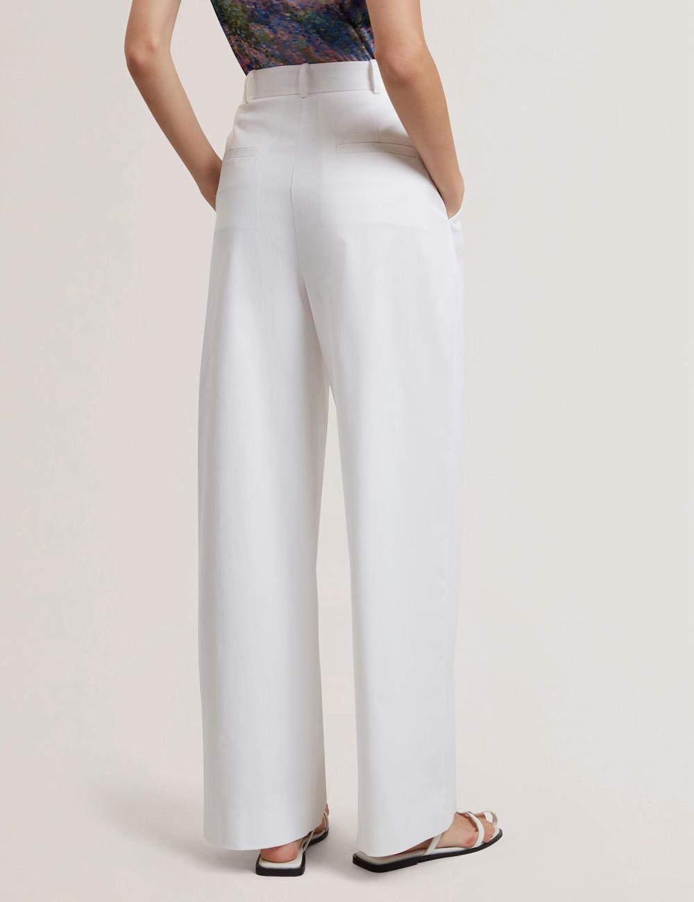 White Ted Baker ZOZIA - Pleated High Waist Wide Leg Women Trousers | Ireland  8260-HYSVW