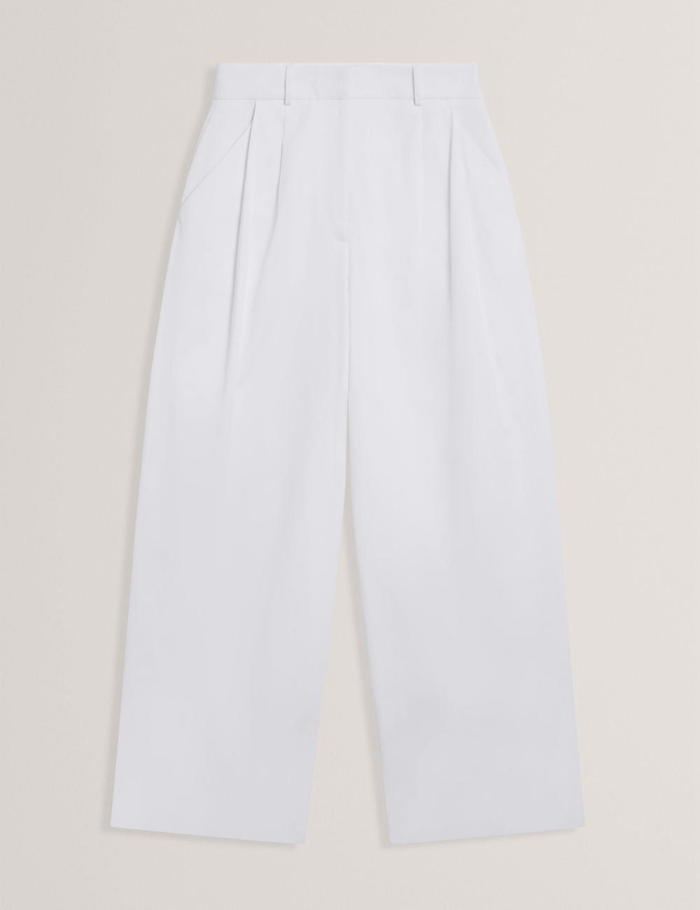 White Ted Baker ZOZIA - Pleated High Waist Wide Leg Women Trousers | Ireland  8260-HYSVW