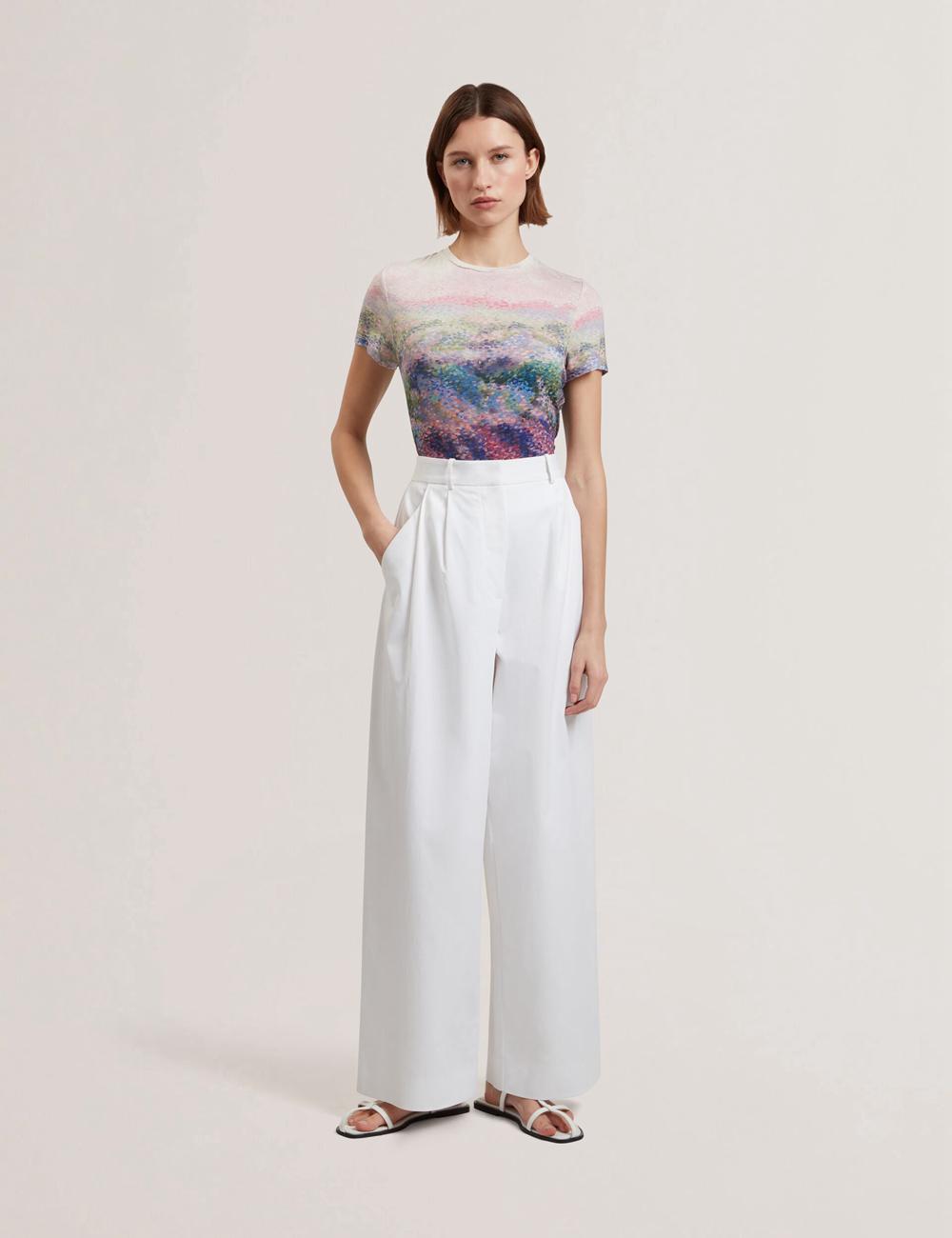 White Ted Baker ZOZIA - Pleated High Waist Wide Leg Women Trousers | Ireland  8260-HYSVW